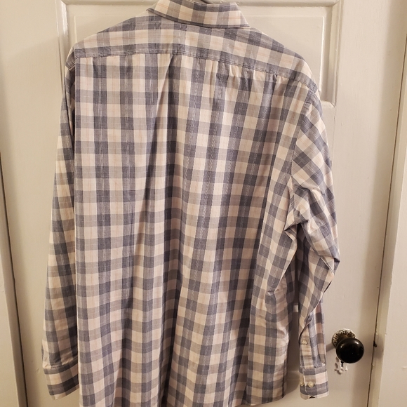 Van Heusen Men's button up shirt, Blue/gray/white/orange plaid 16 1/2 × 34/35 - Picture 2 of 4